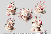 Vintage Romantic Cupcakes Cliparts, a Food Illustration by EdeniaArtStudio (Thumbnail 5 of 5)