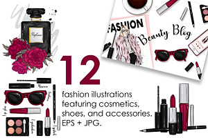 12 fashion illustrations cosmetics