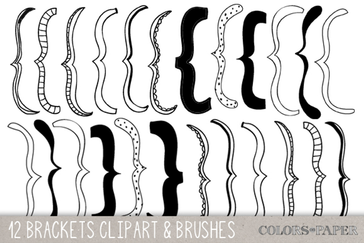 Hand drawn Brackets Clipart, Brushes, an Illustration by Colors on Paper (Photo 1 of 2)