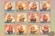 Watercolor Old Ship Voyage, a Background Graphic by Fun Digital (Thumbnail 3 of 3)