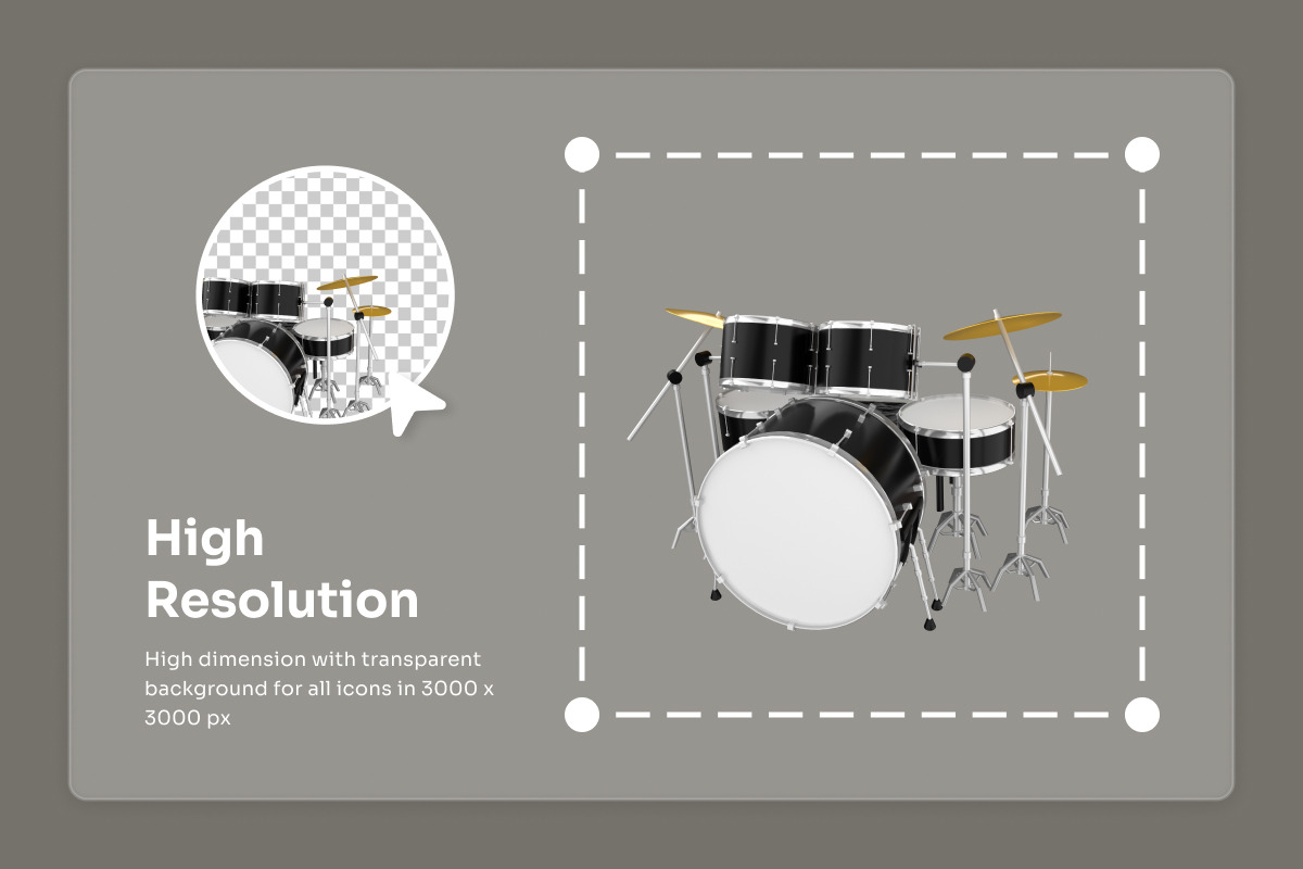 Music Instrumental 3D Icon Pack, a Food Illustration by twinstd (Photo 3 of 7)
