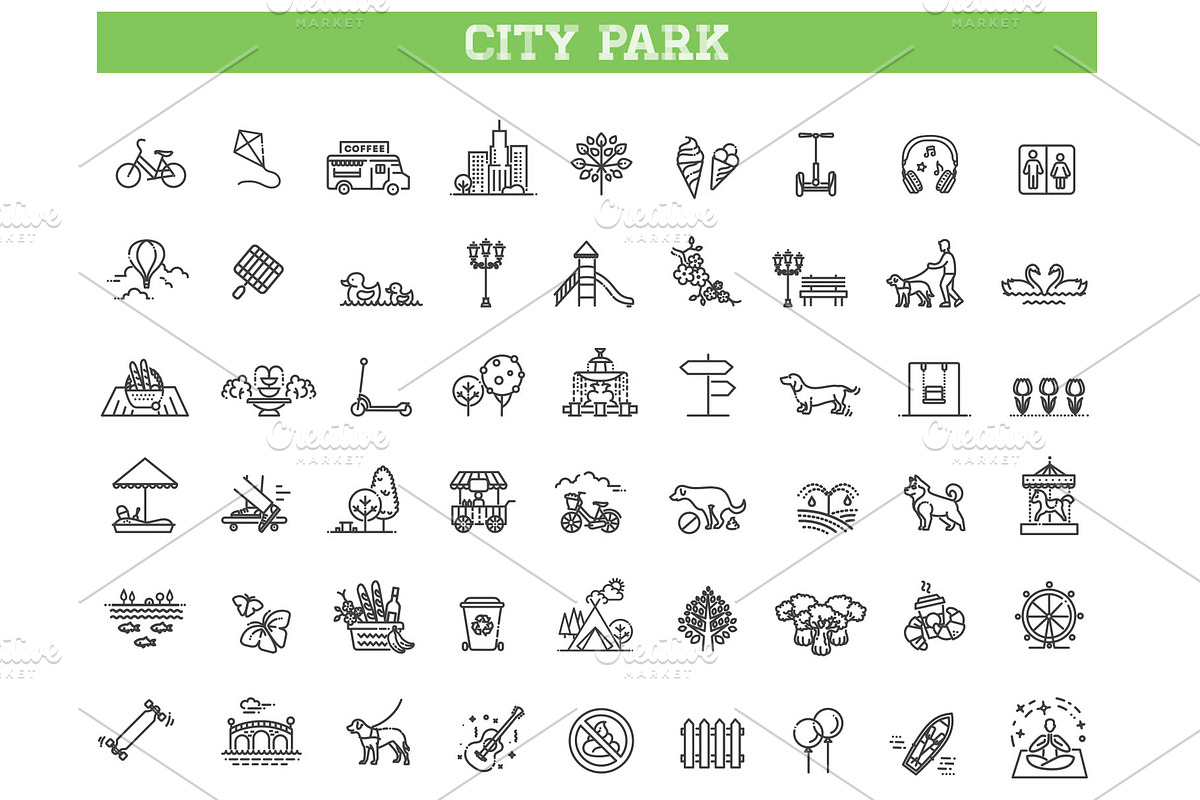 City Park Icons Set, an Object Illustration by Tettygreen (Photo 1 of 3)