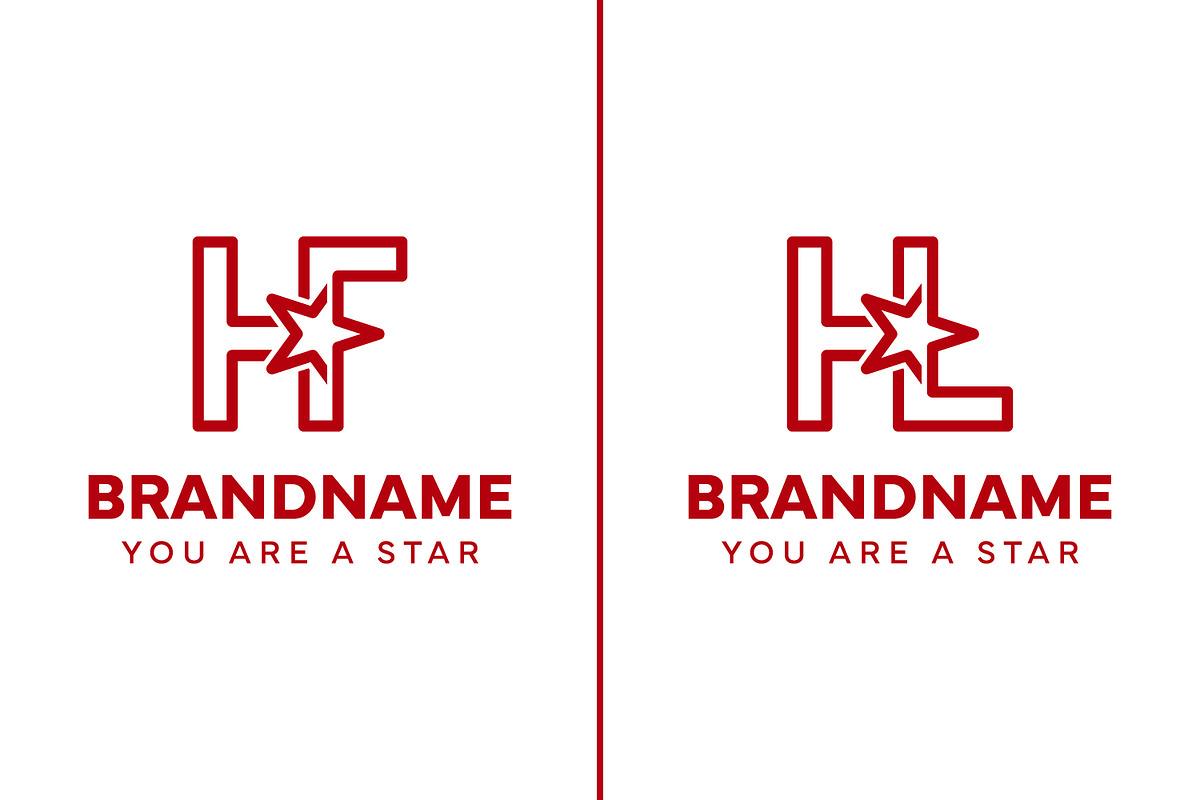 Letters HF or HT Star Monogram Logo, a Branding & Logo Template by Pray Art Design Studio