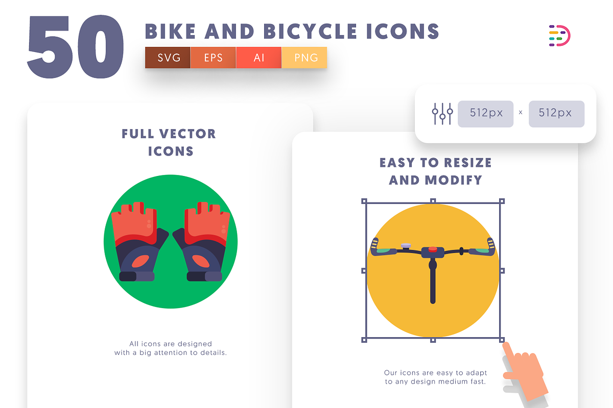 50 Bike and Bicycles Icons, an Outline Icon by Dighital (Photo 7 of 10)