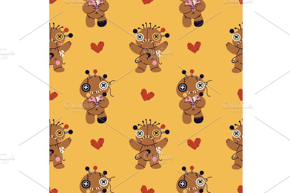 Cartoon voodoo dolls seamless, a Texture Illustration by YummyBuum