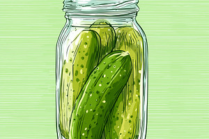 Pickles in a glass jar on green, a Food & Drink Photo by MistyDay