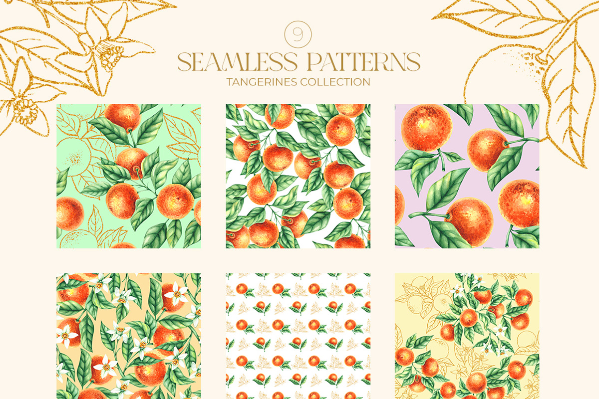 Tangerines Watercolor collection, a Decorative Illustration by SashaKondr (Photo 11 of 14)