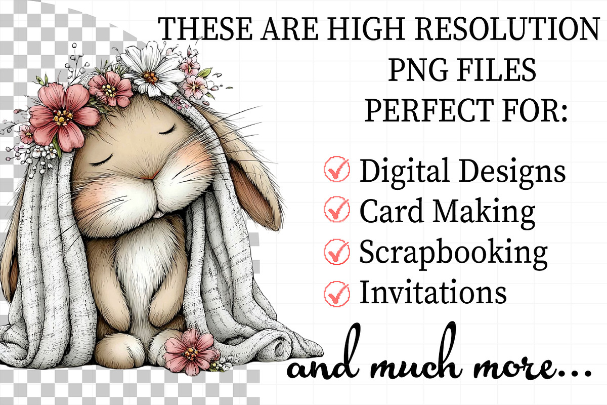 Boho Easter Bunny Clipart, an Illustration by Daily.Designs (Photo 2 of 8)