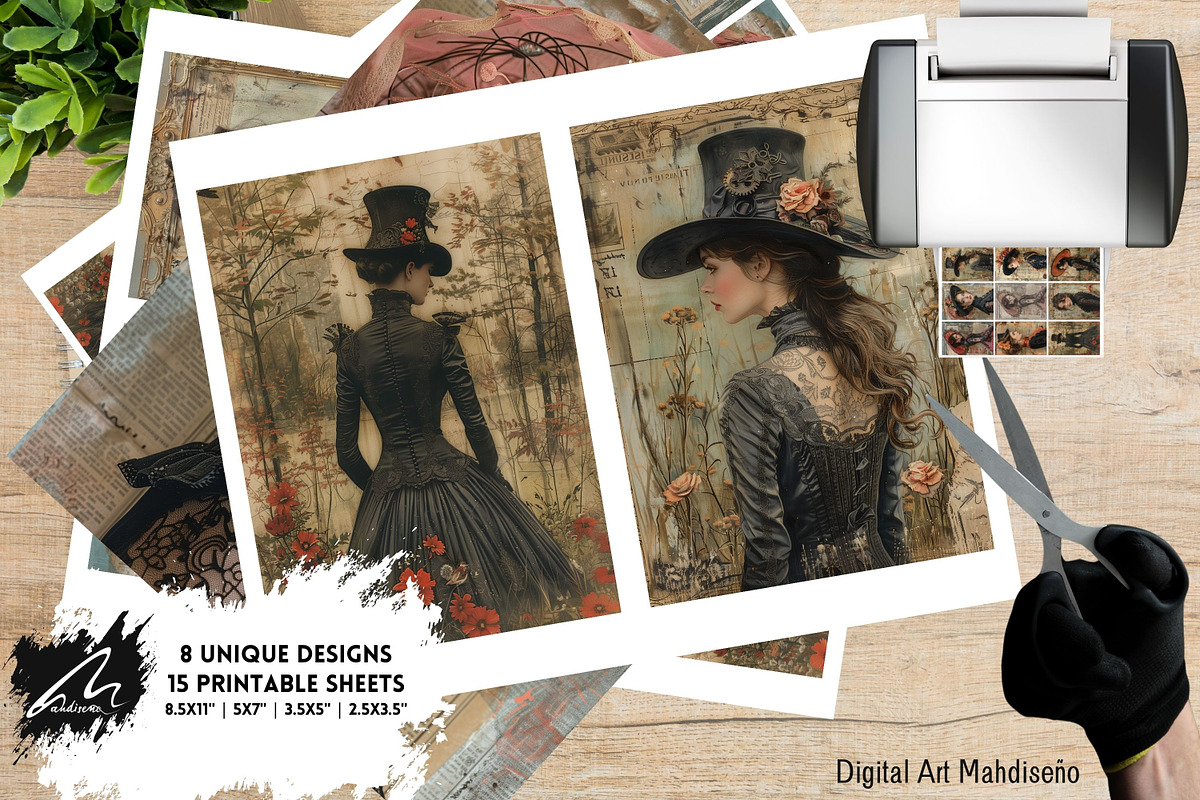 Victorian Girl Junk Journal Pages, a Person Illustration by Digital Art Mahdiseño (Photo 3 of 10)