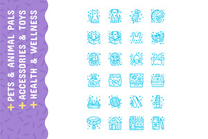 Pets & Pawprints Line Art Icon Set