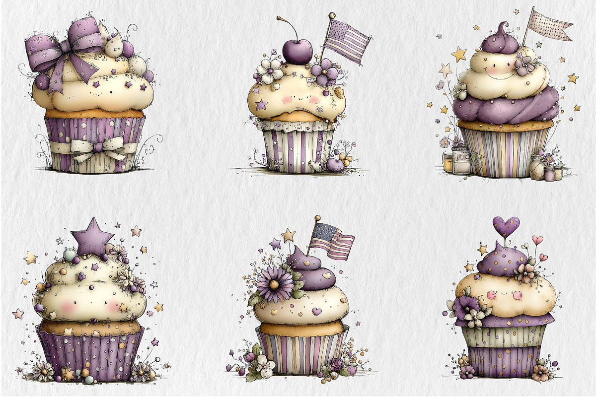 Whimsical4th of July Cupcake Clipart, a Seasonal Illustration by Rose Art (Photo 4 of 6)
