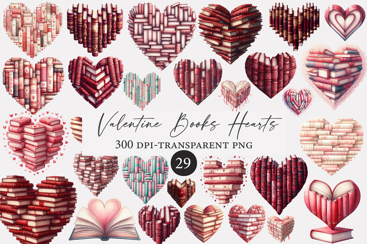 Valentine Books Hearts Clipart, an Illustration by Designworld (Photo 1 of 4)