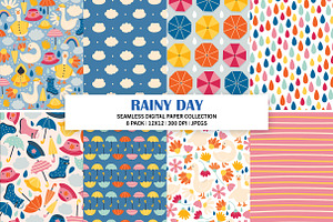 Rainy Day Seamless Digital Paper