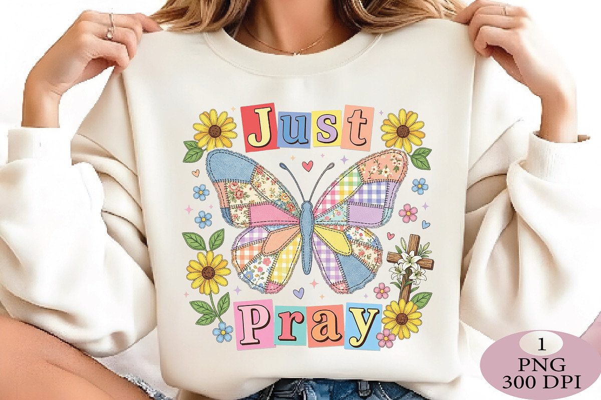 Just Pray Faux Quilted Religious PNG, an Illustration by Daily.Designs (Photo 2 of 5)