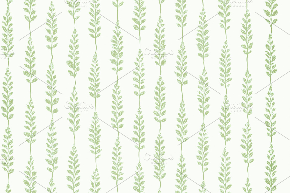 Seamless pattern light green leaves creating a seamless vertical, a Pattern Graphic by Studio ANNA