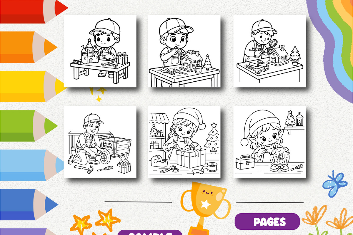 Christmas Repair Shop Coloring Book, a Seasonal Illustration by Design Zone (Photo 3 of 5)