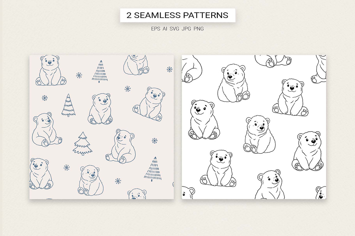 Winter Bear Clipart & Patterns, an Animal Illustration by Irina Ostapenko (Photo 3 of 5)