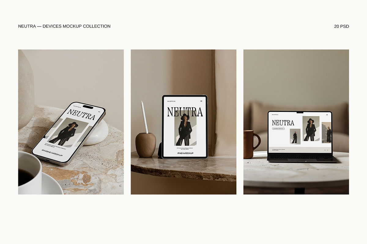 MacBook, iPhone, iPad Mockup Bundle, a Device Mockup by Wildfield Studio (Photo 7 of 9)