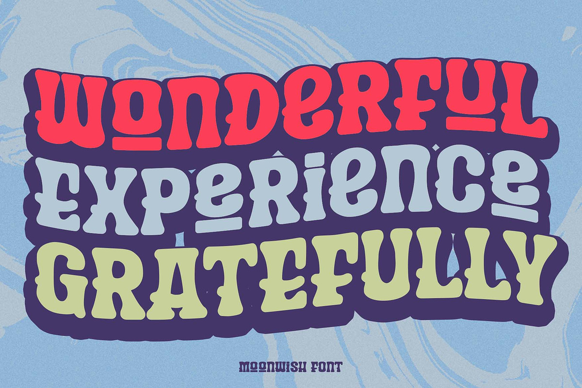 Moonwish a Bold Groovy Font, a Sans Serif Font by Rasiorise Studio (Photo 3 of 12)