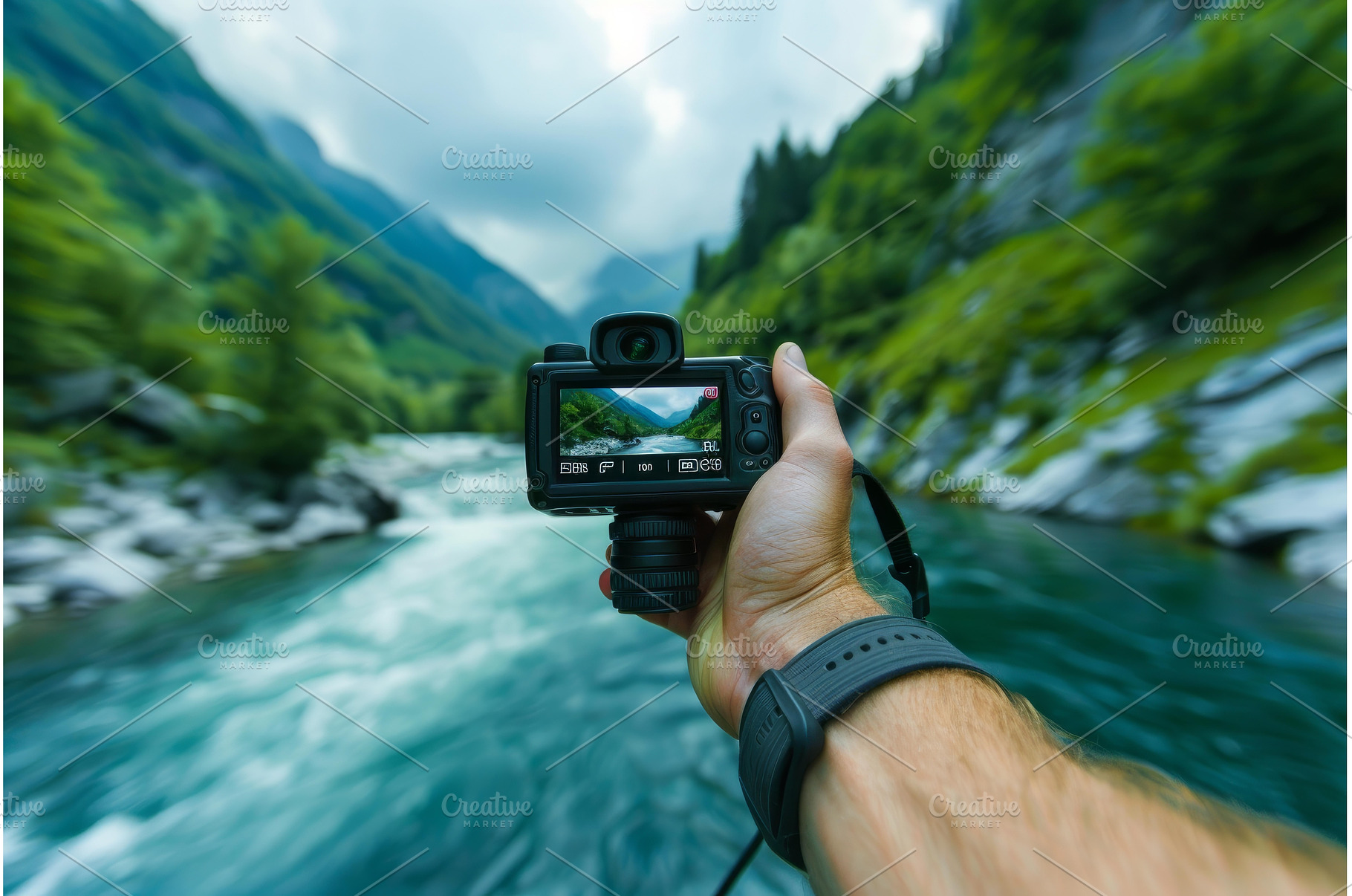 Photographer holding camera taking, a Nature Photo by Ylivdesign