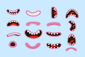 Smiling cartoon set.