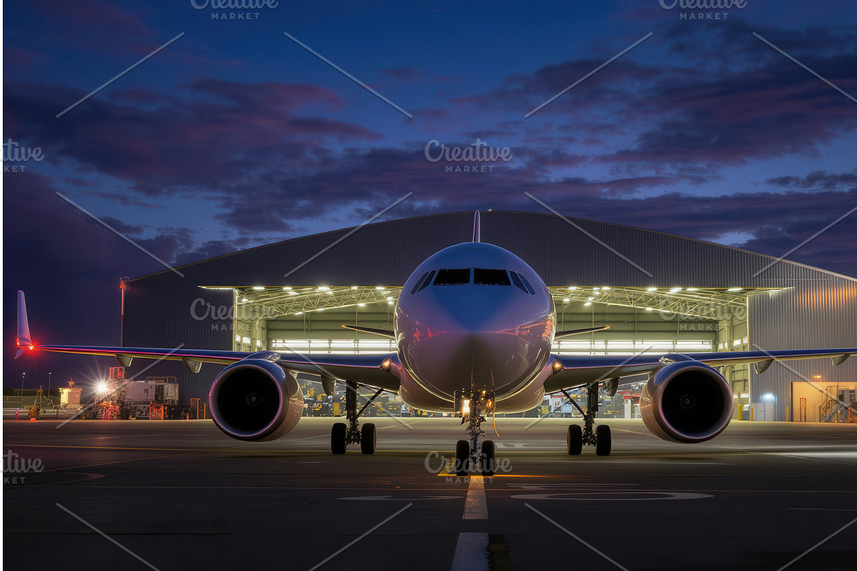 Front view of a commercial airplane, an Illustration by tilialucida