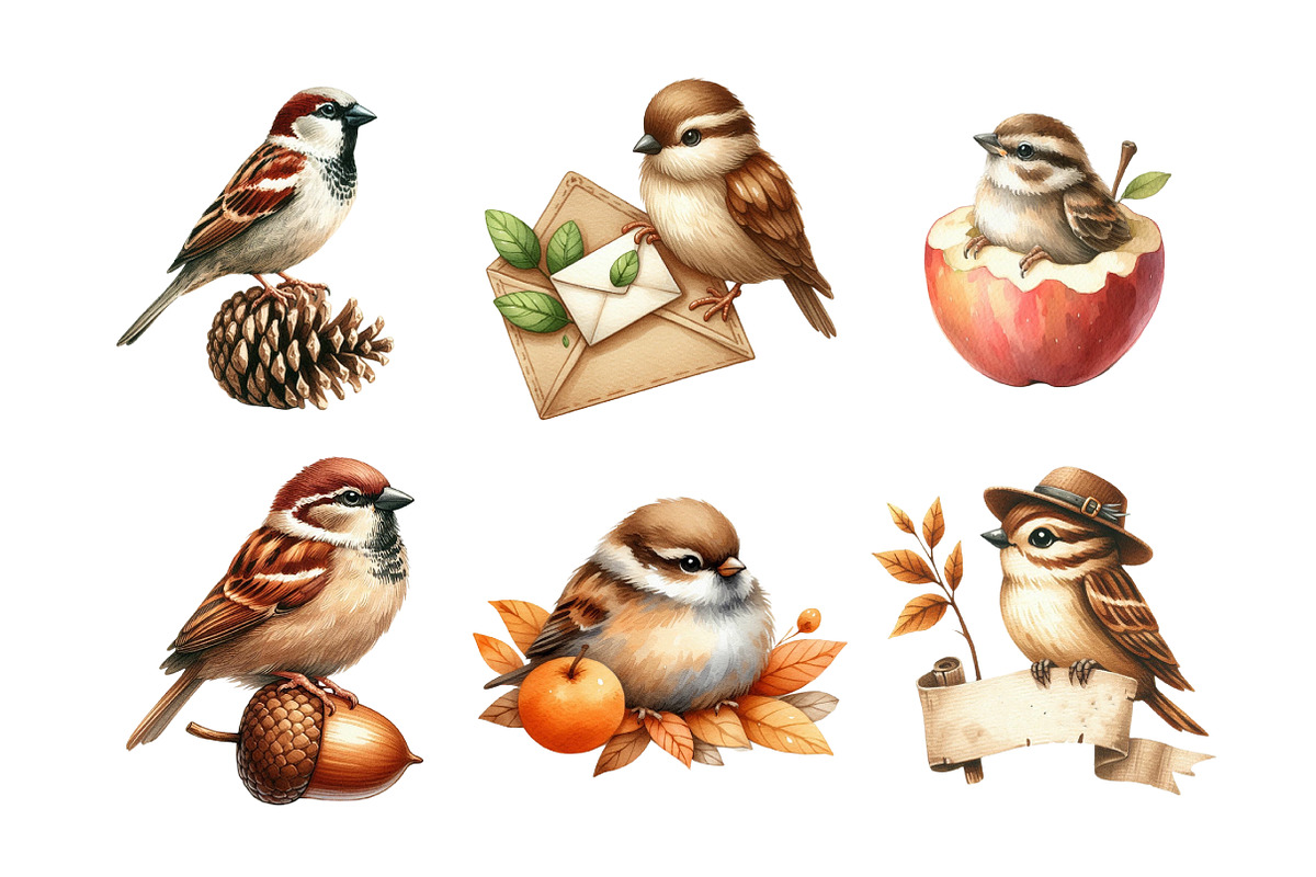 Autumn Sparrows Bird Clipart, an Illustration by Daily.Designs (Photo 5 of 5)