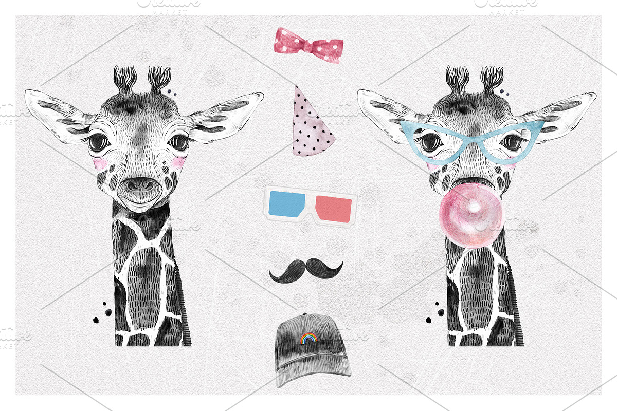 SAFARI BABIES watercolor set, an Animal Illustration by Natali Smolova (Photo 3 of 8)