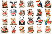 Summer Animals Enjoy Watermelon, an Illustration by Black Bird Studio (Thumbnail 2 of 5)