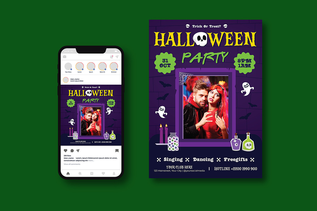 Halloween Party Flyer, a Flyer Template by iDoodle Studio
