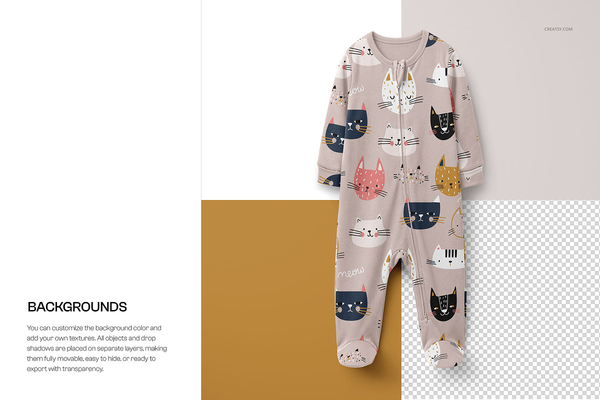 Cuffed Sleepsuit Mockup Set, a Bottom Mockup by creatsy5 (Photo 7 of 9)