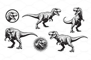 Set of Tyrannosaurus Rex dinosaurs, an Animal Illustration by yod67