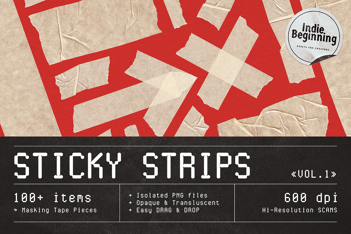 100+ Masking Tape Pieces, an Object Graphic by Indie Beginning (Photo 1 of 4)