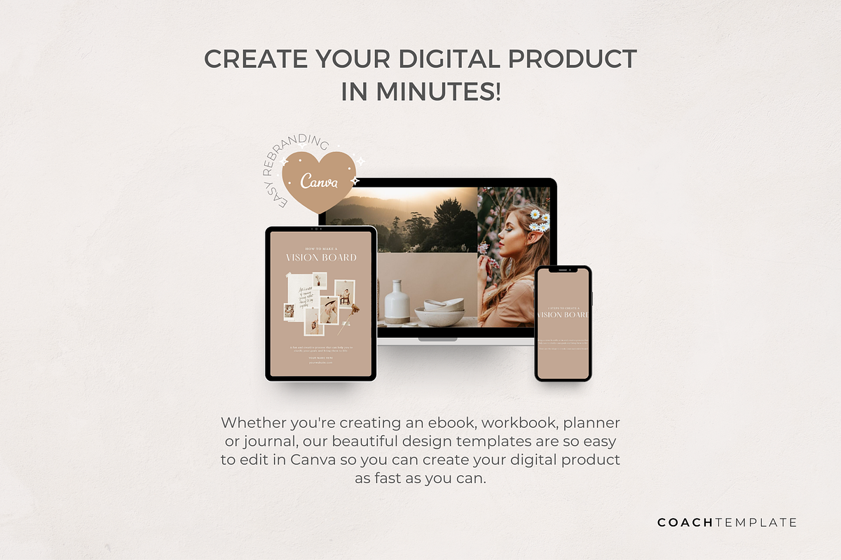Vision Board eBook Template Canva, a Brochure Template by COACHTEMPLATE (Photo 2 of 9)