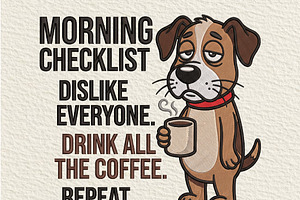 Funny Coffee Dog Morning PNG, an Object Illustration by DreamCafeArt