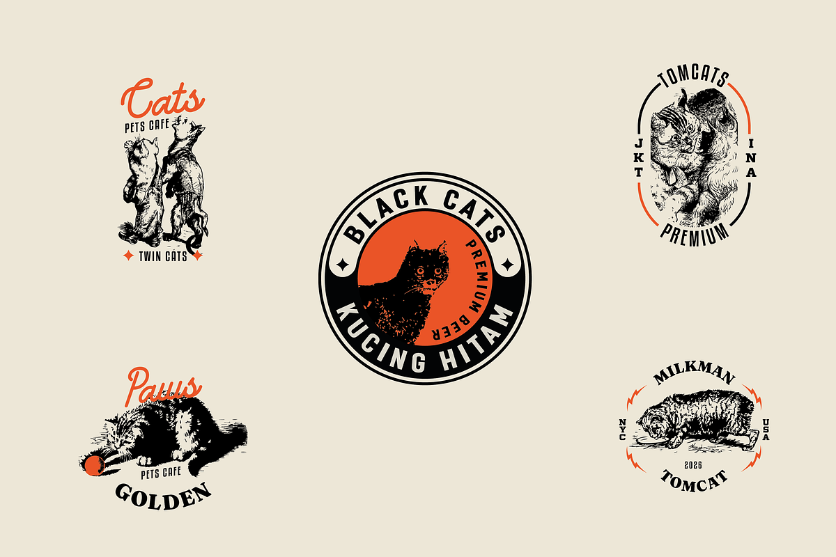 Vintage Cat Badges, a Branding & Logo Template by ehaezer (Photo 4 of 5)