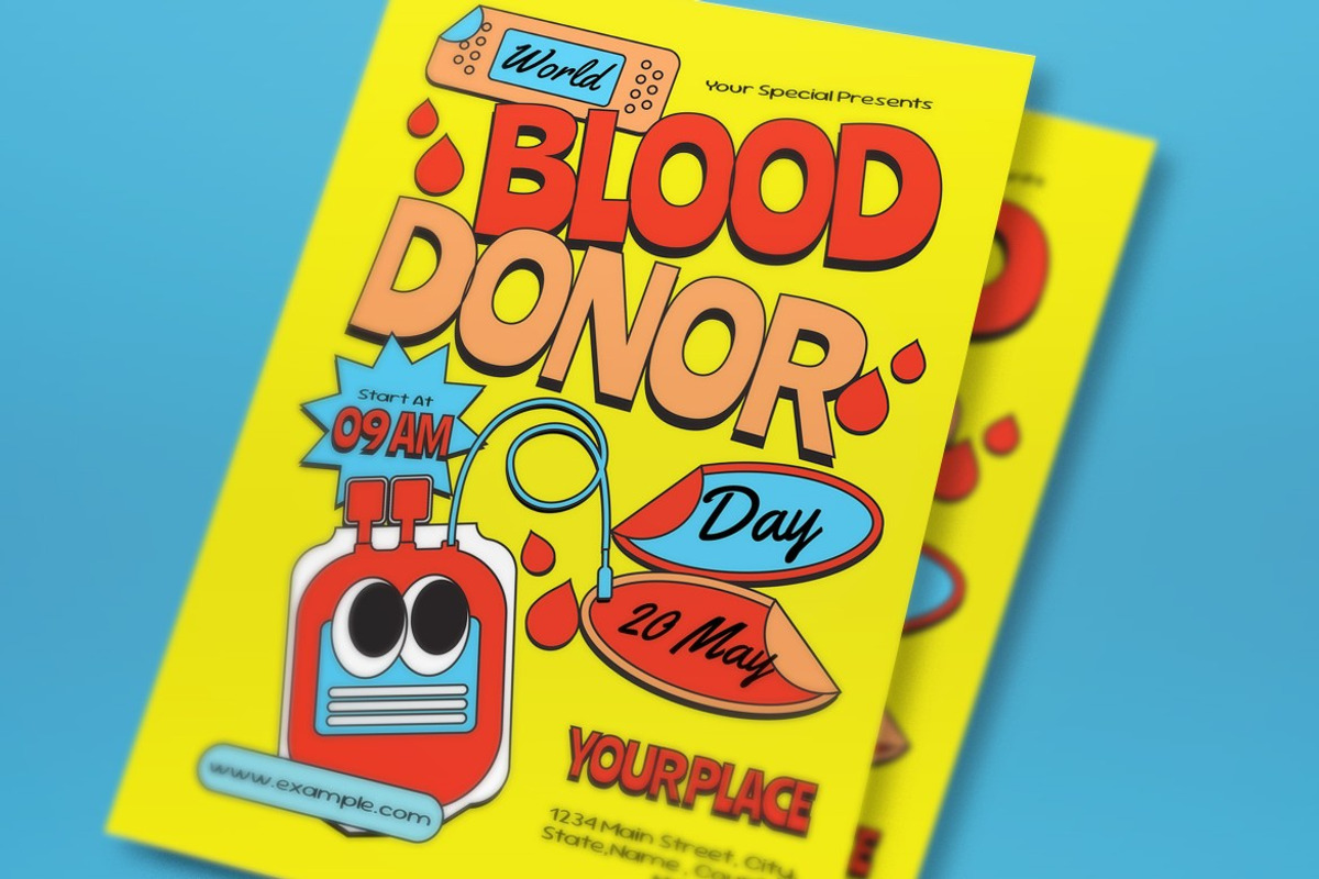 Yellow Blood Donor Day Flyer Set, a Flyer Template by graphicook (Photo 2 of 3)