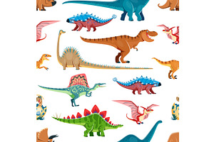 Cartoon Dinosaurs Seamless Pattern