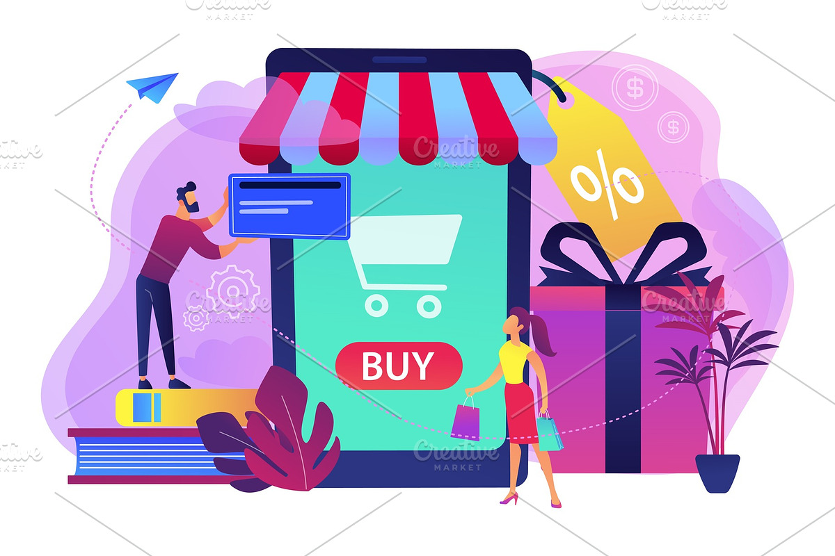 Smart retail in smart city concept illustration., a Technology ...