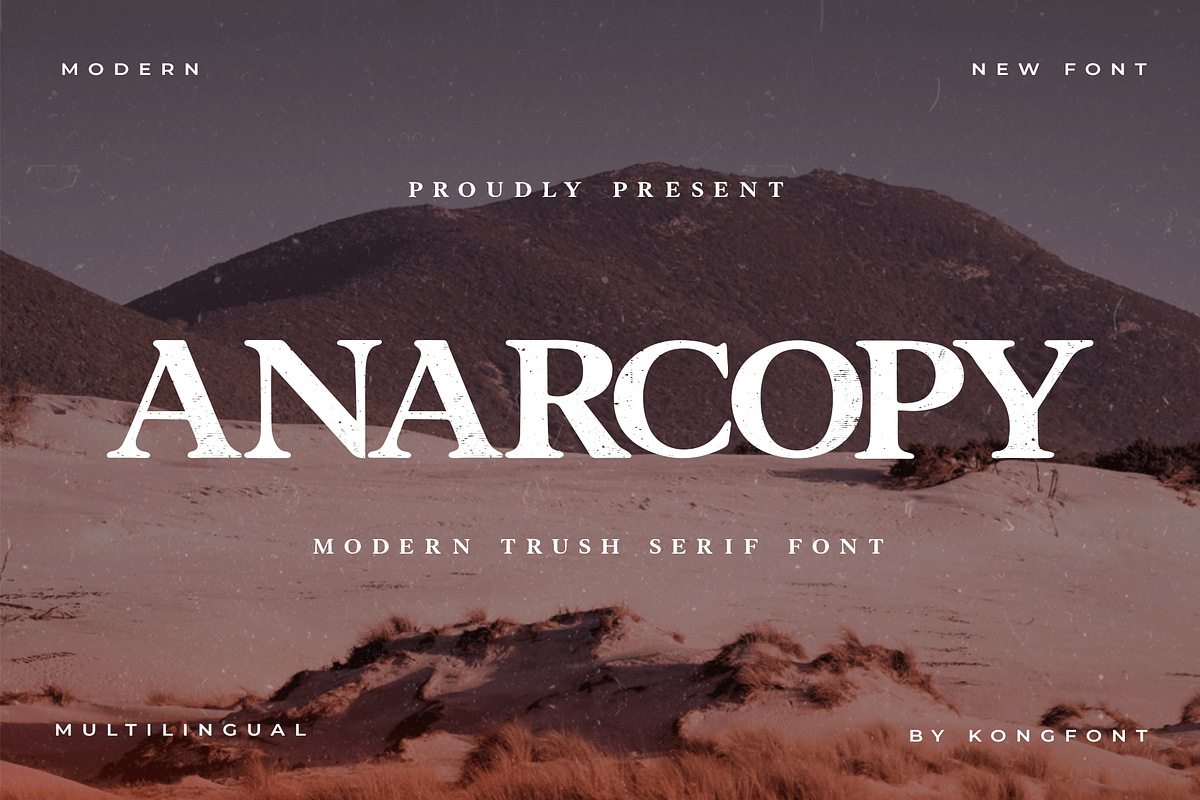 Anarcopy – Modern Trash Serif Font, a Serif Font by overlaytemplates (Photo 1 of 5)