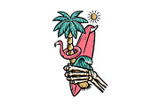 skull hand holding a surfboard, an Illustration by gunaonedesign (Thumbnail 1 of 4)