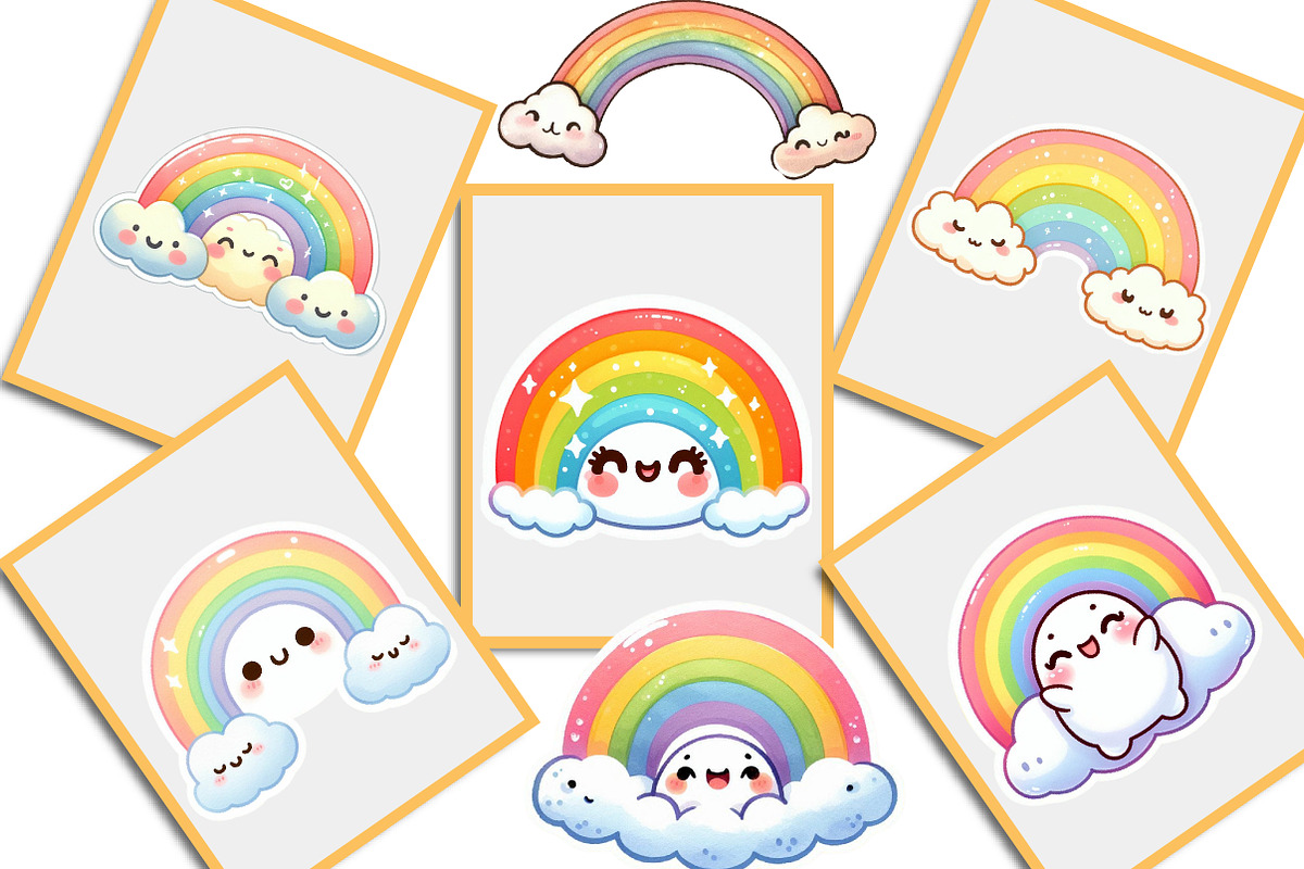 Kawaii Rainbow Stickers PNG, an Illustration by Creative Art (Photo 4 of 9)