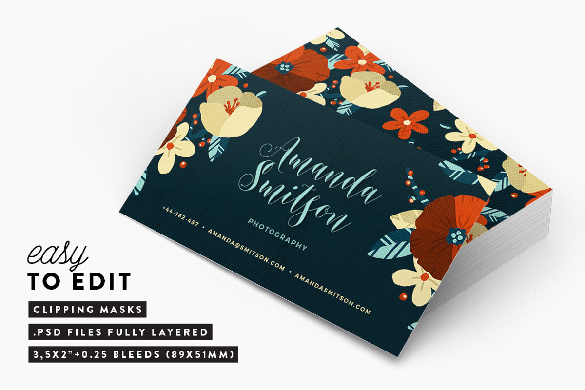 Floral Business Card Template, a Business Card Template by Fearless Confetti (Photo 2 of 4)