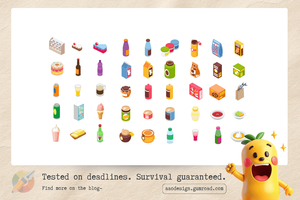 Food & Beverage 3D Isometric Mega, an Object Illustration by a.weirdo.anlien (Photo 1 of 3)