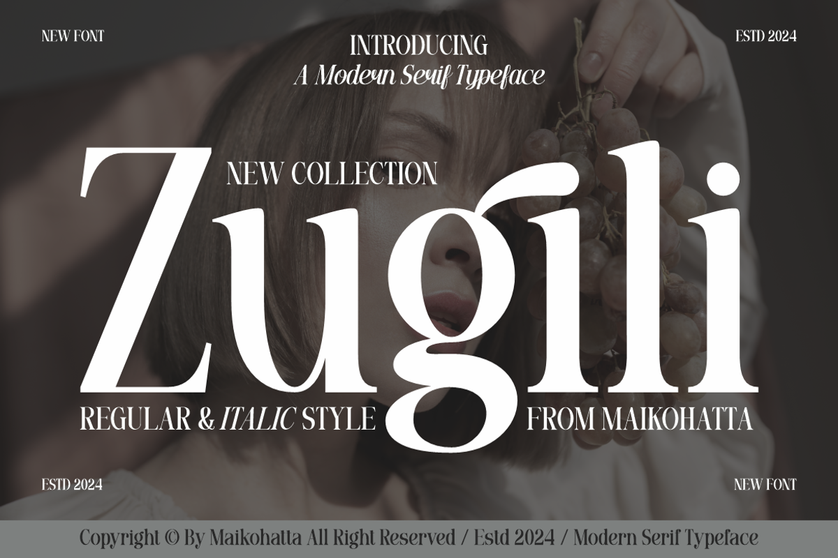 Zugili - Modern Serif Typeface, a Serif Font by MaikoHatta (Photo 1 of 7)
