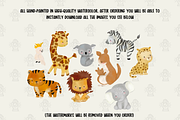 Watercolor, Jungle Animals, Safari,, an Animal Illustration by CommercialCliparts (Thumbnail 2 of 6)