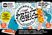 Procreate Print Works Media Pack, a Brush Add-On by UPROOT (Thumbnail 1 of 64)