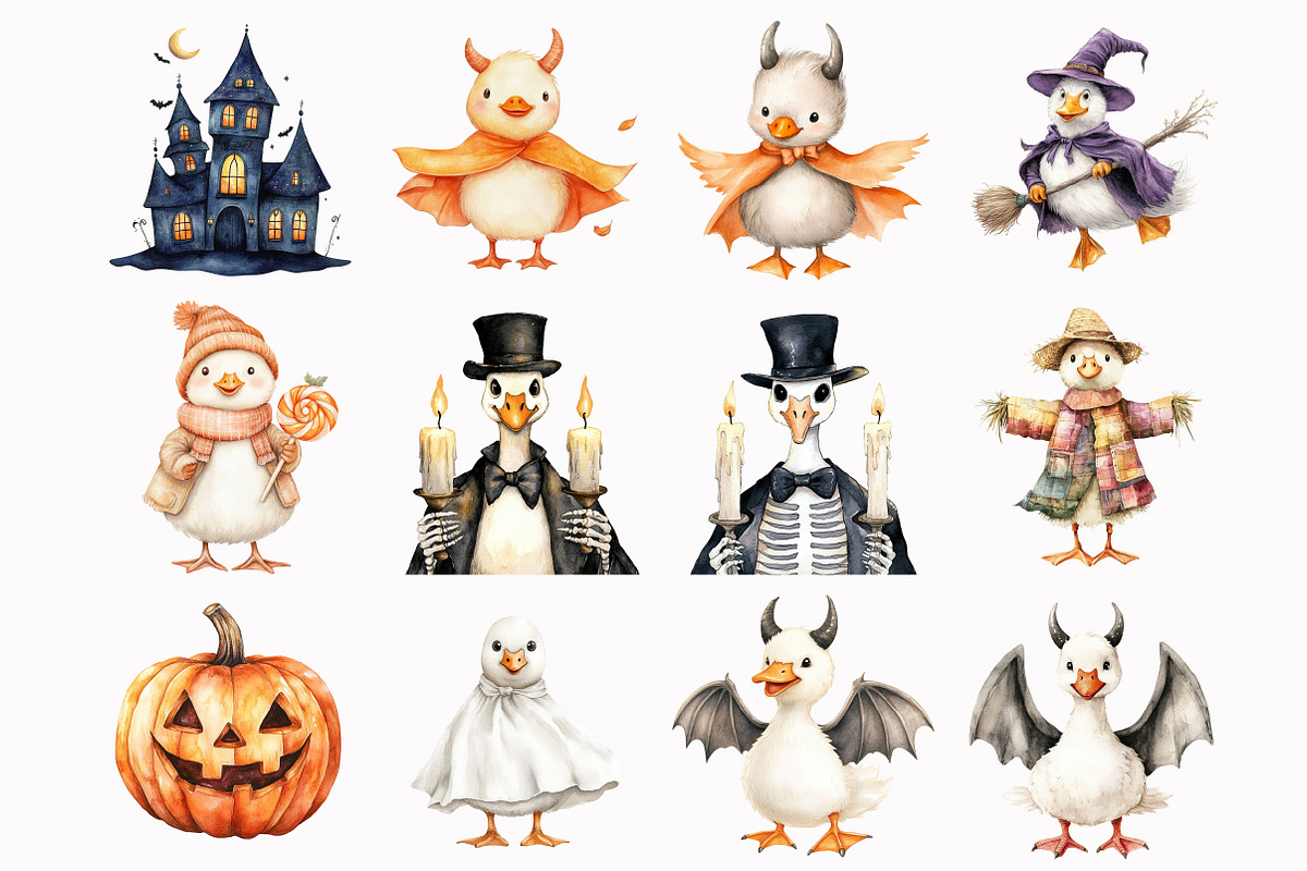 Whimsical Halloween Goose Clipart, an Illustration by Design Market (Photo 4 of 4)