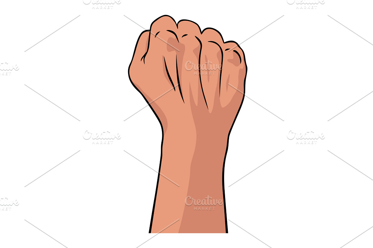 Rised fist hand gesture drawn, an Object Illustration by Things for designers