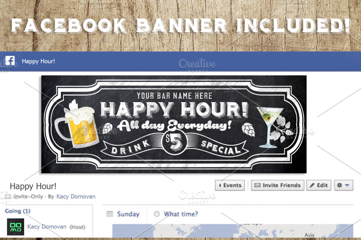 Chalk Happy Hour Flyer, a Flyer Template by SkyvaraSupply (Photo 3 of 3)